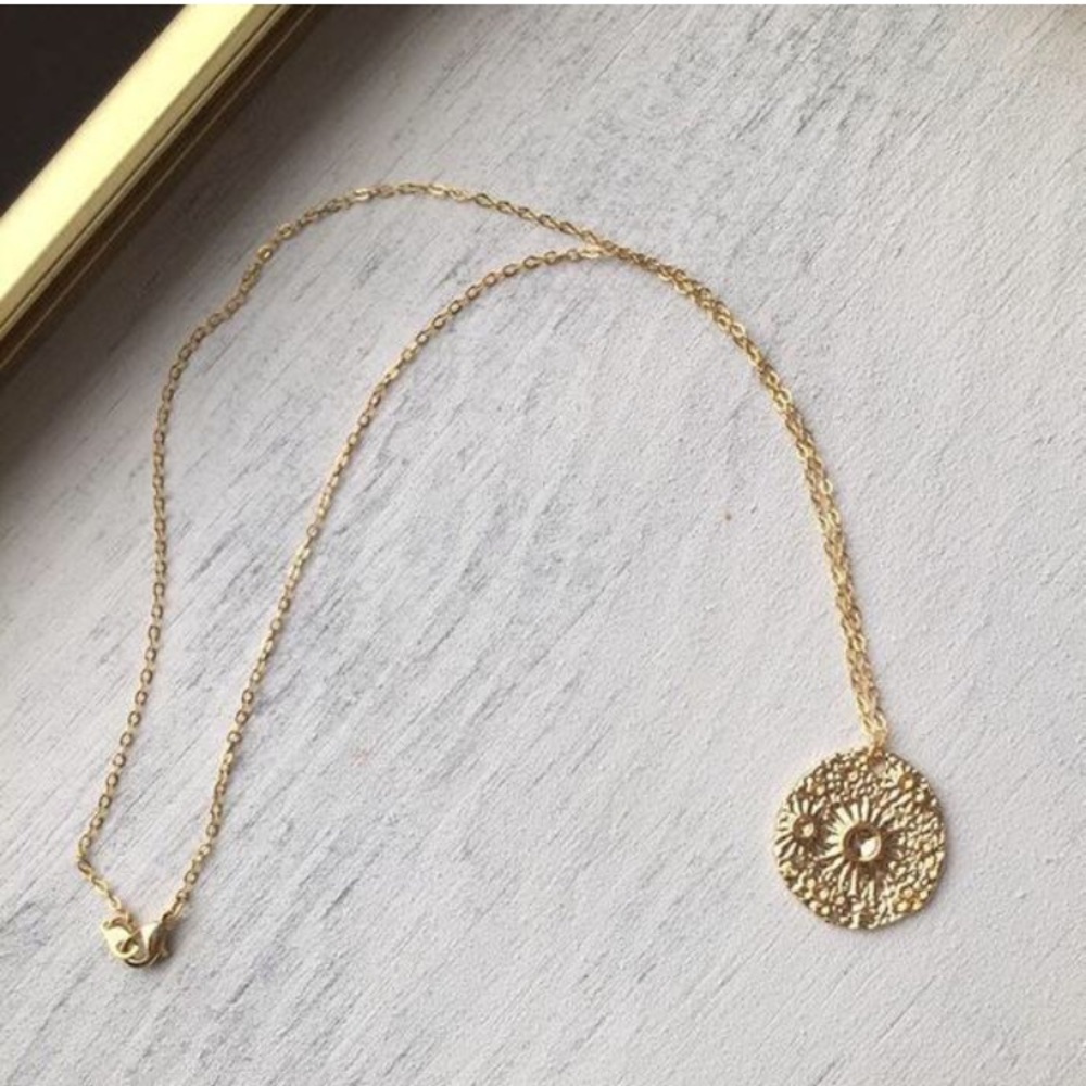 Golden Sunshine Coin Charm Necklace